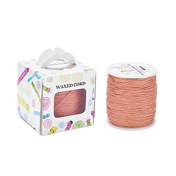 Waxed Cotton Cords, PeachPuff, 1mm, about 100yards/roll(91.44m/roll), 300 feet/roll