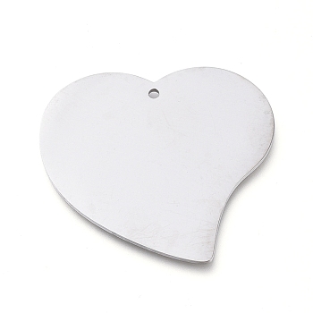 304 Stainless Steel Pendants, Manual Polishing, Stamping Blank Tag, Laser Cut, Heart, Stainless Steel Color, 27x30x0.8mm, Hole: 1.2mm