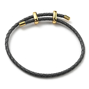 Leather Braided Cord Bracelets, Adjustable Bracelet, Gray, Inner Diameter: 5/8~2-7/8 inch(1.5~7.3cm)