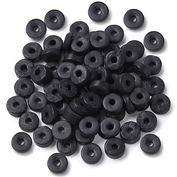 Coconut Beads, Dyed, Donut, Black, 9x2~5mm, Hole: 2mm, about 100pcs/bag