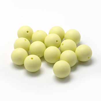 Food Grade Eco-Friendly Silicone Beads, Round, Champagne Yellow, 12mm, Hole: 2mm