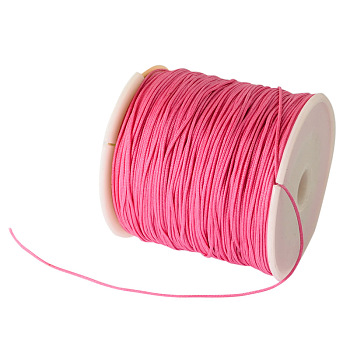 Braided Nylon Thread, Chinese Knotting Cord Beading Cord for Beading Jewelry Making, Hot Pink, 0.8mm, about 100yards/roll