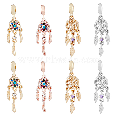 Feather Alloy+Rhinestone Dangle Charms