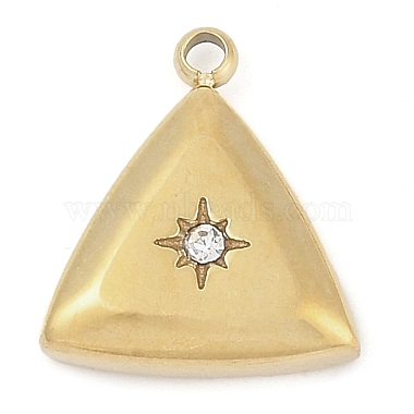 Real 14K Gold Plated Triangle Stainless Steel+Rhinestone Charms