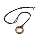 Natural Tiger Eye Ring Pendant Necklace with Nylon Cord for Women(NJEW-F306-02E)-2