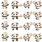 12Pcs 4 Styles Sports Alloy Enamel Pendants, Panda Playing Badminton, White, 30~37.5x28.5~40.5x1.5mm, Hole: 1.8mm, 3pcs/style (ENAM-YW0008-45)