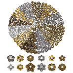 360Pcs 12 Styles Tibetan Style Alloy Flower Bead Caps, Mixed Color, 6~10x6~10x2~4mm, Hole: 1~2mm, 30pcs/style(TIBE-ME0001-07)