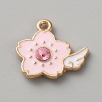 Alloy Enamel Pendants, Golden, Flower, 18.5x20.5x3.5mm, Hole: 1.6mm(ENAM-WH0073-01G-26)