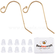 6Pcs Non-Tarnish Brass Earring Hooks, Shepherd's Hook Ear Wire, with 10Pcs Plastic Ear Nuts, Real 14K Gold Filled, 24 Gauge, 22x12x1mm, Hole: 2mm, Pin: 0.5mm(KK-BBC0013-80)