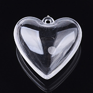 Openable Transparent Plastic Pendants, Fillable Plastic Bauble Christmas Ornament, Heart, Clear, 37x40x24mm, Hole: 1.8mm, Inner Diameter: 30x37mm(KY-T004-A-01)