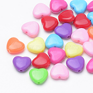 Acrylic Beads, Heart, Mixed Color, 10x11x4mm, Hole: 1.5mm, about 1600pcs/500g(MACR-S272-05)