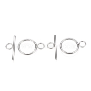 304 Stainless Steel Toggle Clasps, Ring, Stainless Steel Color, Ring: 27.5x19.5x2mm, Hole: 5.5mm, Bar: 30x10x2mm, Hole: 5.5mm(STAS-F251-01P)