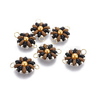 MIYUKI & TOHO Handmade Japanese Seed Beads Links, Loom Pattern, Sun Flower, Colorful, 19~20x13.5~14x4.5mm, Hole: 3mm(SEED-A027-A08)