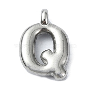 Anti-Tarnish 304 Stainless Steel Pendants, Letter Charm, Letter Q, 19.5x13x4mm, Hole: 1.6mm(STAS-U033-02P-Q)