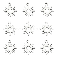 304 Stainless Steel Charms, Sun, Stainless Steel Color, 12.5x10x1mm, Hole: 1mm(STAS-CJC0008-17P)