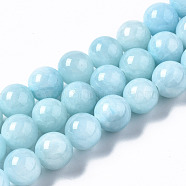 Natural Dyed Yellow Jade Gemstone Bead Strands, Round, Light Sky Blue, 10mm, Hole: 1mm, about 40pcs/strand, 15.7 inch(G-R271-10mm-Y04)