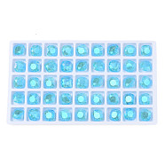Glass Rhinestone Cabochons, Nail Art Decoration Accessories, Faceted, Square, Deep Sky Blue, 10x10x5mm(MRMJ-N029-02A-09)