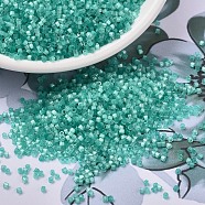 MIYUKI Delica Beads, Cylinder, Japanese Seed Beads, 11/0, (DB1812) Dyed Light Aqua Green Silk Satin, 1.3x1.6mm, Hole: 0.8mm, about 2000pcs/10g(X-SEED-J020-DB1812)