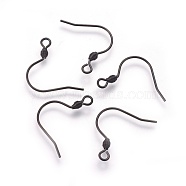 304 Stainless Steel Earring Hooks, with Horizontal Loop, Electrophoresis Black, 18x18x2mm, Hole: 1.5mm, 20 Gauge, Pin: 0.8mm(STAS-O119-07B)