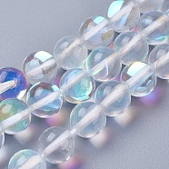 Synthetic Moonstone Beads Strands, Holographic Beads, Round, Clear, 8mm, Hole: 1mm, about 50~51pcs/strand, 15.51 inch~15.7 inch(39.4~40cm)(G-E468-H02-8mm)