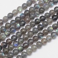 Natural Labradorite Round Bead Strands, 6mm, Hole: 1mm, about 66pcs/strand, 15.5 inch(G-I156-06-6mm)