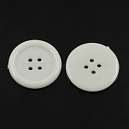 Acrylic Sewing Buttons, Plastic Buttons for Costume Design, 4-Hole, Dyed, Flat Round, White, 28x2mm, Hole: 1mm(BUTT-E076-G-01)