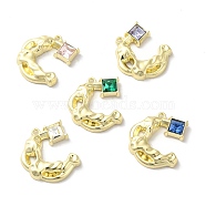 Alloy Pendant, with Glass, Light Gold, Lead Free & Cadmium Free, Moon Charm, Mixed Color, 23x20x4mm, Hole: 1.6mm(PALLOY-K001-091G)
