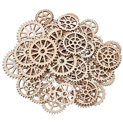 Wooden Wall Decoration, Gear, Wheat, 25~50mm, about 50pcs/bag(WOCR-PW0001-252)