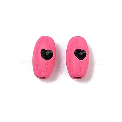 Spray Painted Alloy Beads, Lead Free & Nickel Free & Cadmium Free, Round Bar, Hot Pink, 8x4.5x4mm, Hole: 1.2mm(PALLOY-S038-16G)