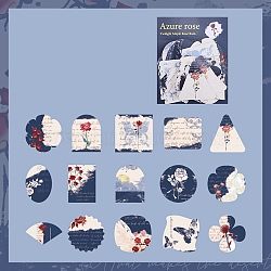 Rose PET Ledger Sticker, Waterproof Self Adhesive Paper Stickers, for Scrapbook, Light Blue, 30~50mm, 45Pcs/set(PW-WG28136-02)