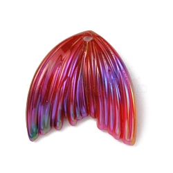 Grandient Color Opaque Resin Pendants, Fishtail Charm, Red, 26.5x26x5mm, Hole: 2mm(RESI-WH0026-74G)