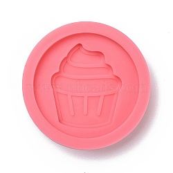 Flat Round with Ice Cream Pattern Badge Silicone Molds, Resin Casting Molds, for UV Resin & Epoxy Resin Jewelry Making, Light Coral, 60.5x12mm, Inner Diameter: 50.5mm(DIY-F109-04)