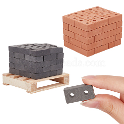 2 Colors Polymer Clay Mini Wall Bricks, Micro Landscape Dollhouse Garden Accessories, 1Pc Wooden Cup Mats, Mixed Color, 13.5~75x28~75x10~17.5mm(AJEW-OC0005-03B)