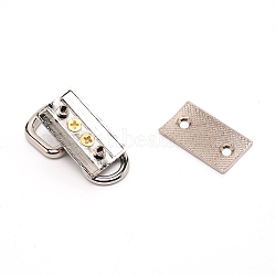 Zinc Alloy Bag Lock Catch Clasps, with Screws, Rectangle, Platinum, 4.2x2.35x1.4cm(FIND-TAC0007-10P)