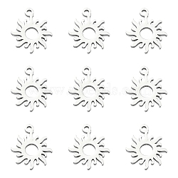 304 Stainless Steel Charms, Sun, Stainless Steel Color, 12.5x10x1mm, Hole: 1mm(STAS-CJC0008-17P)