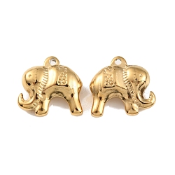 Ion Plating(IP) 304 Stainless Steel Pendants, Elephant Charm, Real 18K Gold Plated, 14.5x16x6mm, Hole: 1.4mm(STAS-D051-12G)