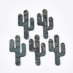 Eco-Friendly Cowhide Big Pendants, Cactus, Light Sea Green, 60x30x1.5mm, Hole: 1.5mm(FIND-S301-16F)