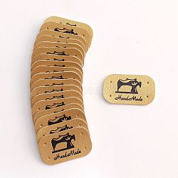 Synthetic Leather Labels, Handmade Embossed Tag, with Holes, for DIY Jeans, Bags, Shoes, Hat Accessories, Rectangle with Sewing Machine, Peru, 21x38mm(DIY-TAC0005-81A)