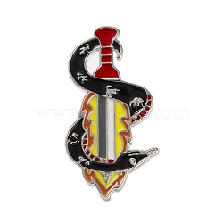 Greek Mythology Zinc Alloy Brooches, Snake Sword Enamel Pins, Colorful, 37x19mm(JEWB-D070-01P-02)