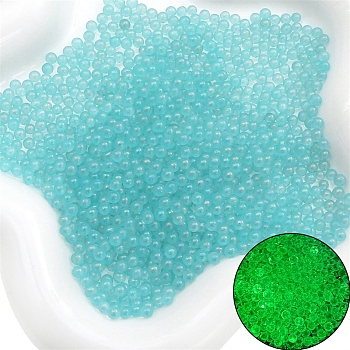 Luminous Bubble Beads, DIY 3D Nail Art Decoration Mini Glass Beads, Tiny Caviar Nail Beads, Cyan, 2~2.5mm, about 2100pcs/bag.