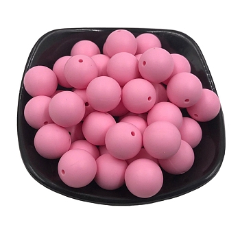 Silicone Beads, Chewing Beads For Teethers, DIY Nursing Necklaces Making, Round, Pearl Pink, 15mm, Hole: 2mm