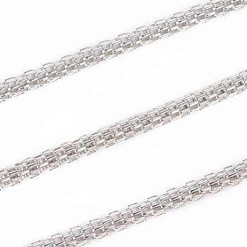 Iron Mesh Chains Network Chains, Unwelded, with Card Paper, Platinum Color, Chains: 2.5mm thick