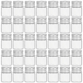 100Pcs Empty Glass Bead Storage Tubes, with Platinum Plated Screw Aluminum Cap and Silicone Stopper, Column, Clear, 3x2.2cm, Capacity: 5ml(0.17fl. oz)