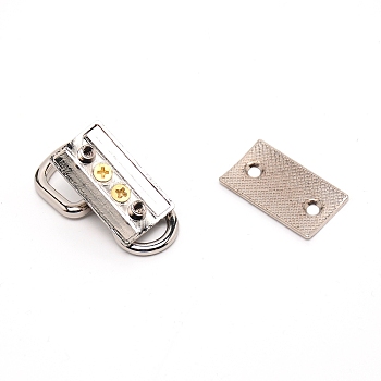 Zinc Alloy Bag Lock Catch Clasps, with Screws, Rectangle, Platinum, 4.2x2.35x1.4cm