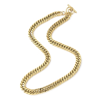Ion Plating(IP) 304 Stainless Steel Curb Chain Necklace for Men Women, Real 14K Gold Plated, 18.03 inch(45.8cm)