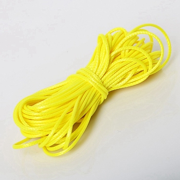 Waxed Polyester Cord, Round, Yellow, 1mm, 15m/bundle