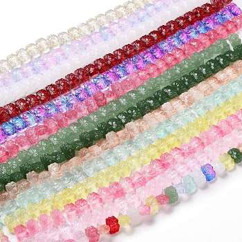Transparent Glass Beads Strands, Lotus, Mixed Color, 10x14x7mm, Hole: 0.8mm, about 38pcs/strand, 14.17 inch(36cm)