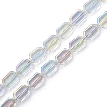 Electroplate Glass Beads Strands, AB Color, Oval, Clear AB, 9.5x6.5x3.5mm, Hole: 0.9mm, about 78Pcs/strand, 25.59 inch(65cm)