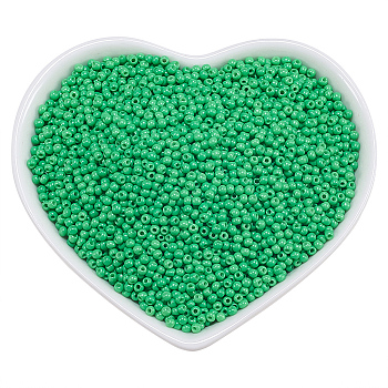 12/0 Glass Seed Beads, Baking Varnish, Opaque Colours, Round, Lime Green, 2x1.5mm, Hole: 0.3mm, about 11200pcs/bag