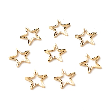 Brass Linking Rings, Long-Lasting Plated, Cadmium Free & Lead Free, Star, Real 24K Gold Plated, 7.5x8x1mm, Inner Diameter: 5x5mm